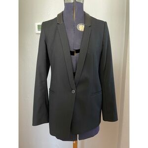 Club Monaco black blazer wool blend with leather accents size 4